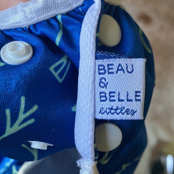 Beau & Belle diaper cover Baby Cloth Swim Diaper Blue Green Arrows Adjusts - Picture 8 of 12